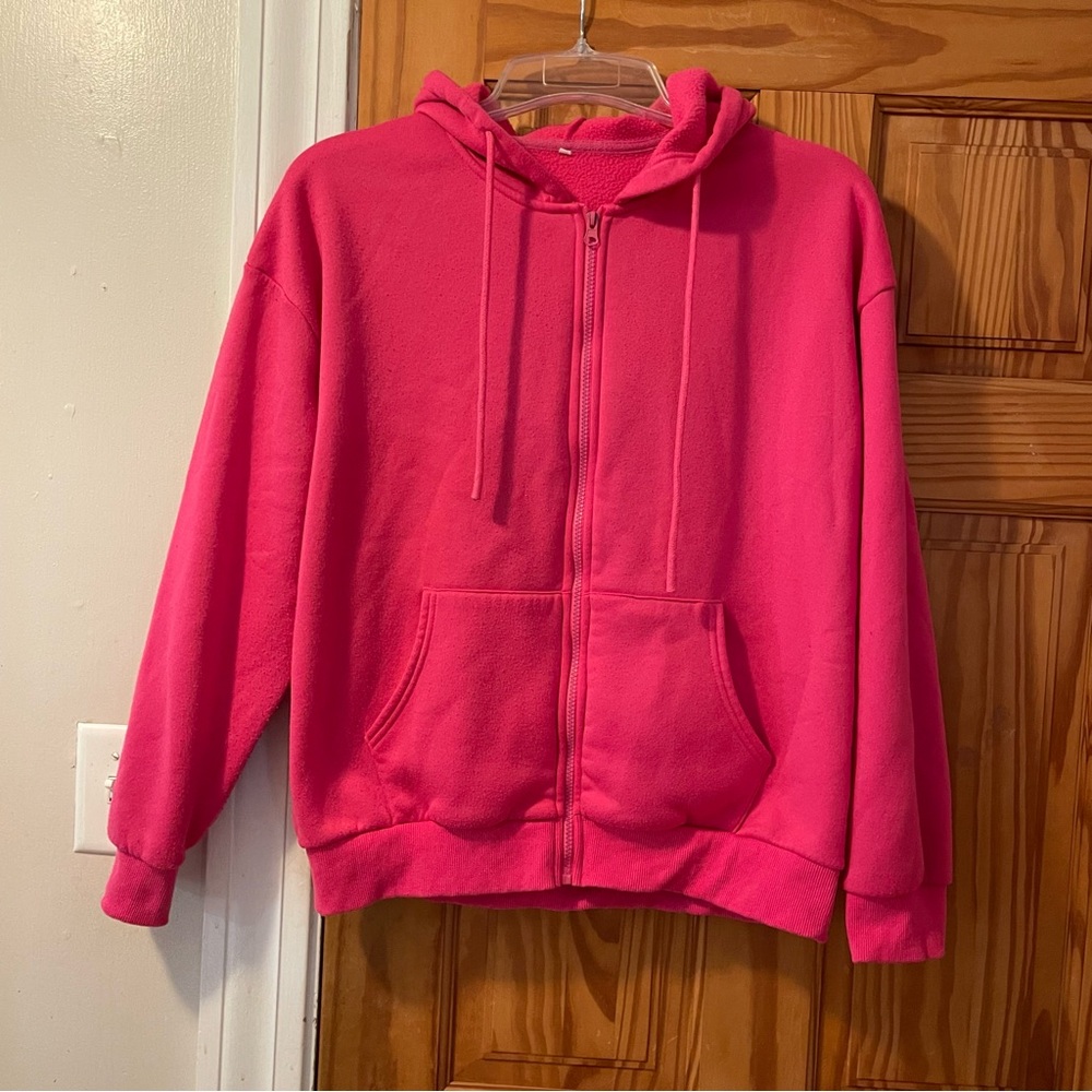 Bright Hot Pink Zippered Hoodie